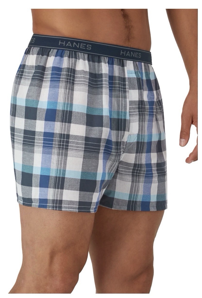 6-Pack HANES Men’s Size L Tagless Boxers Wicking Cool Comfort • Plaid