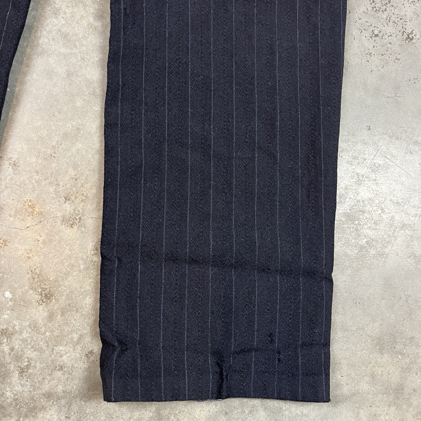 Vintage Wool Blend Pants Mens 32×32 Blue Flaws Distressed Preppy Stripes Preowne