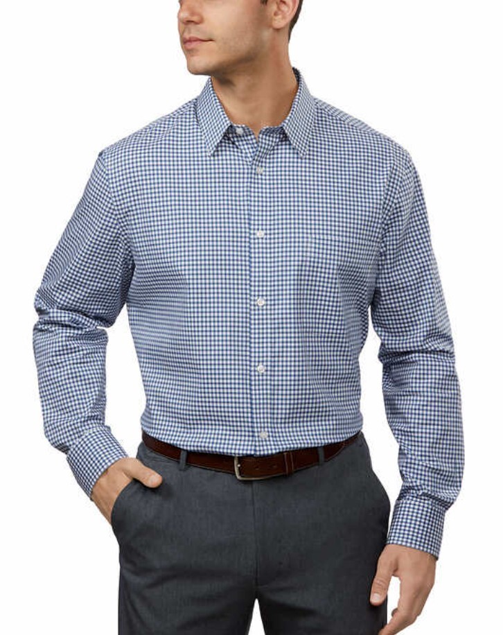 Tommy Hilfiger Men’s All-Season Stretch Shirt Regular Fit Wrinkle Free, Blue XL