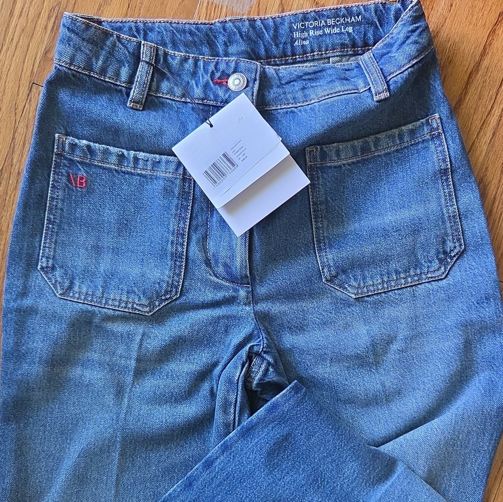 Victoria Beckham Women’s High Rise Wide-Leg Blue Medium Wash Denim Jeans 25R