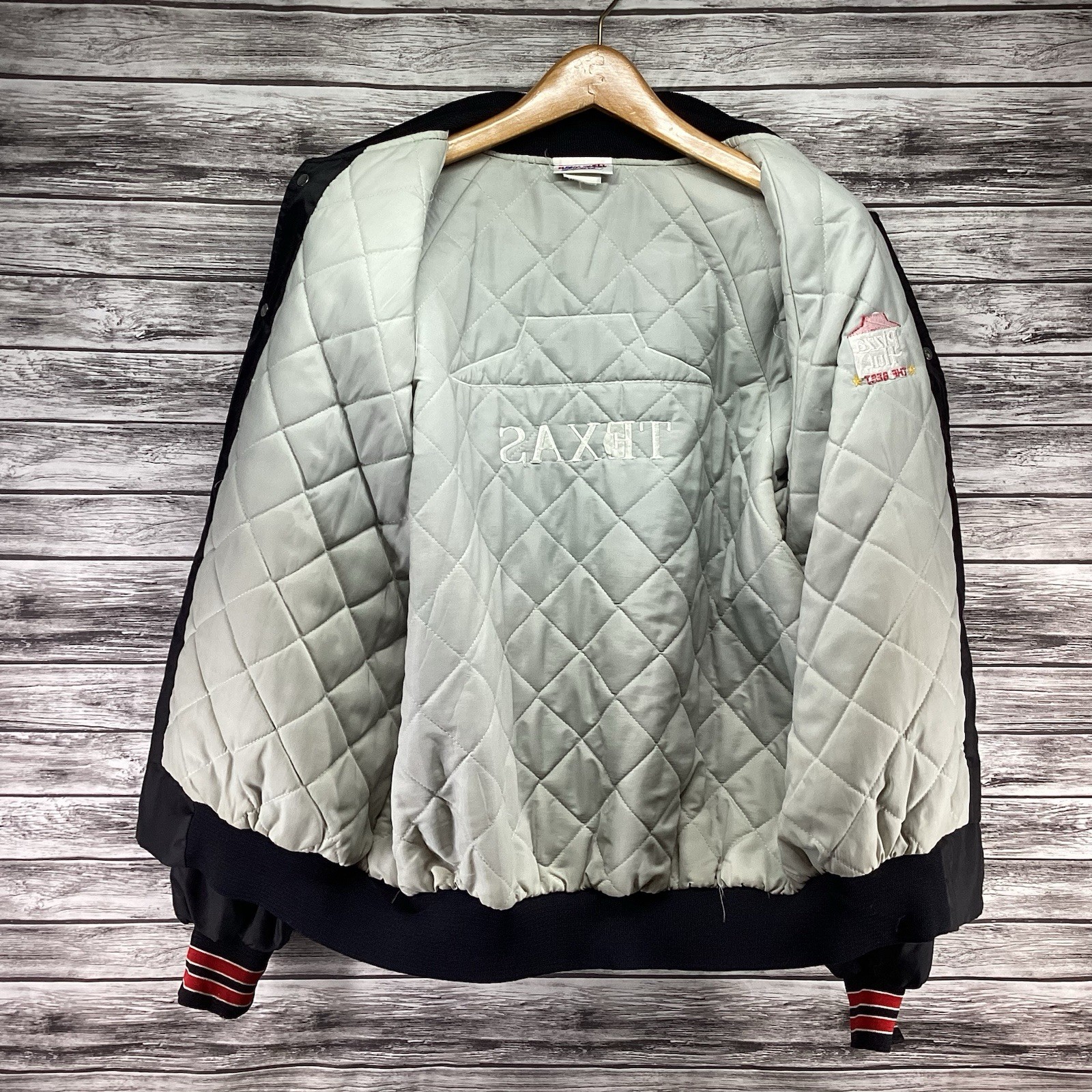 Vintage Pizza Hut Jacket Mens XL Black Satin Bomber Embroidered Employee Issued