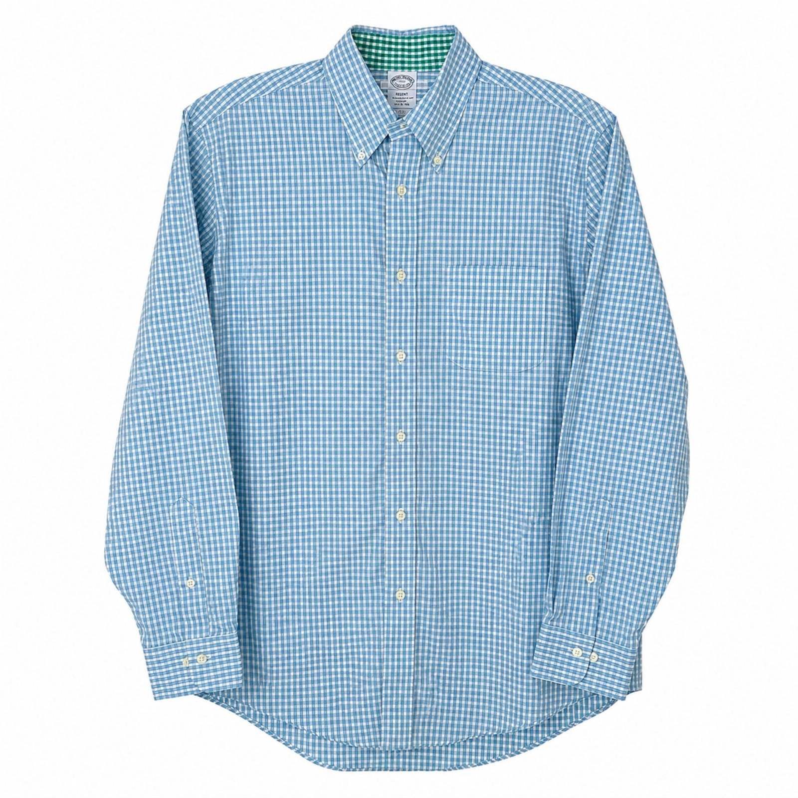 Brooks Brothers Regent Fit Non-Iron Gingham Shirt Men’s Medium Blue Coastal