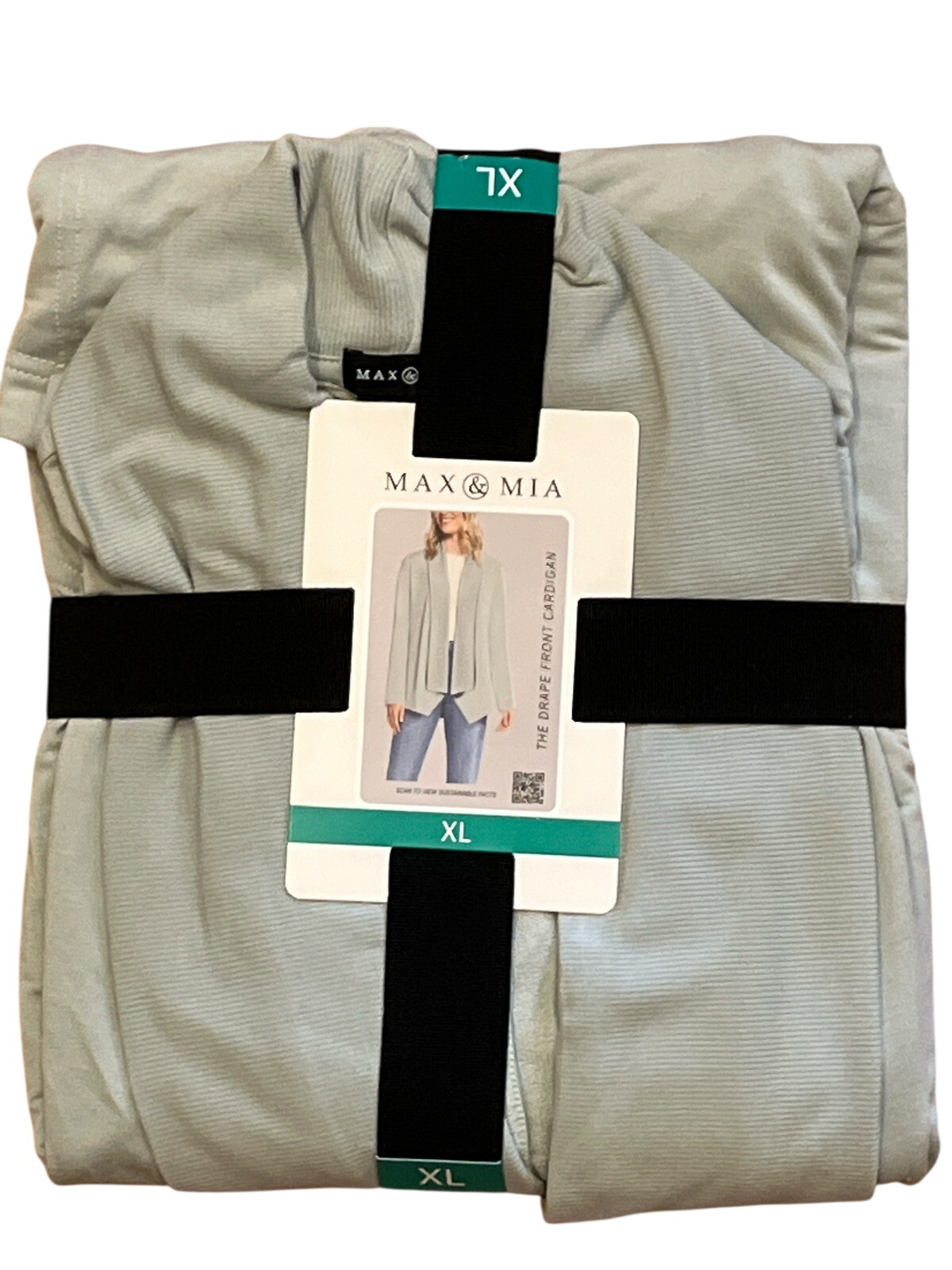 Max & Mia Cardigan Womens XL Light Olive Open Front Lightweight Drape Pockets