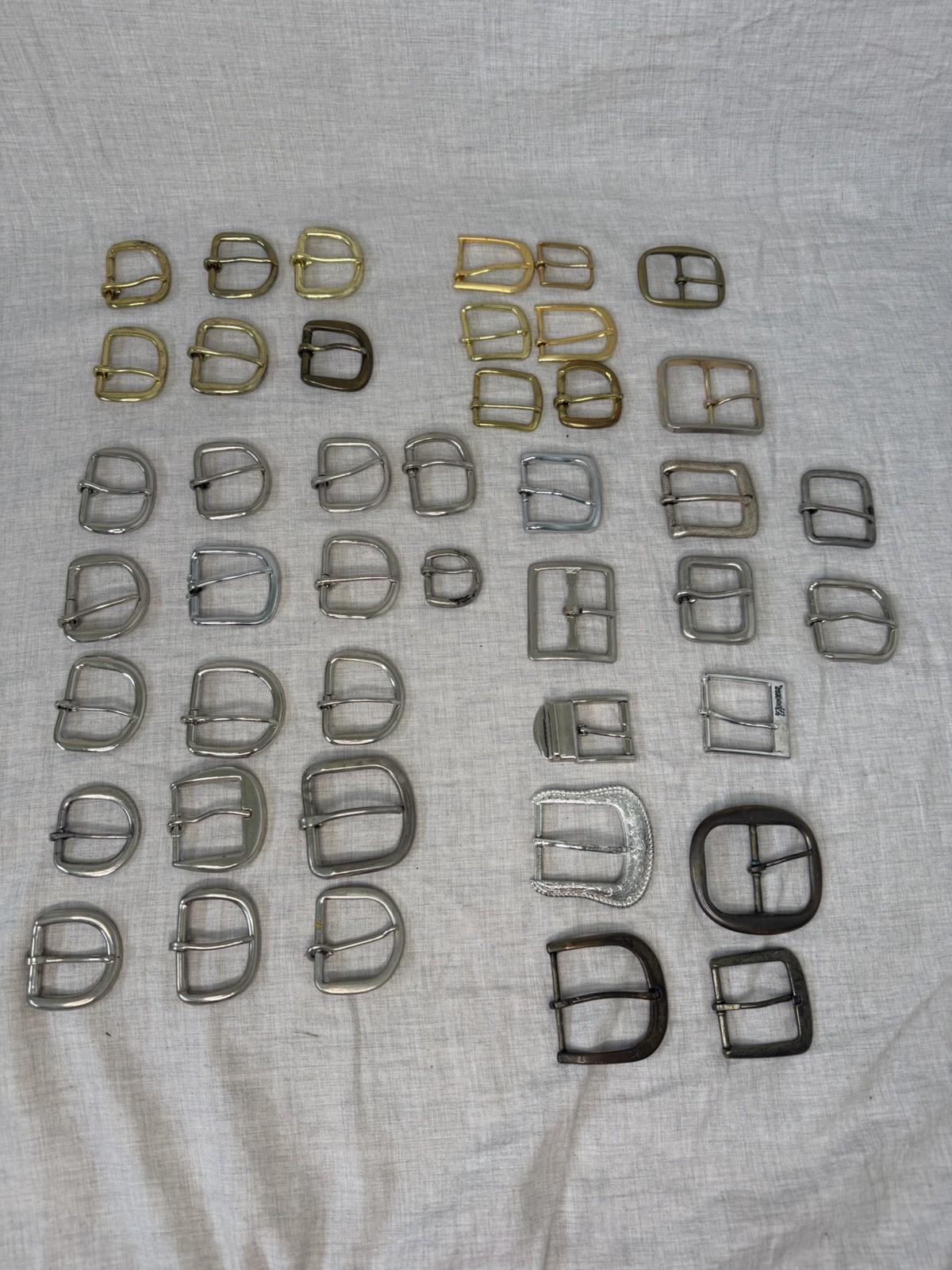 Lot of 43 vintage open belt buckles! All shapes an sizes! Brass Metal Italian