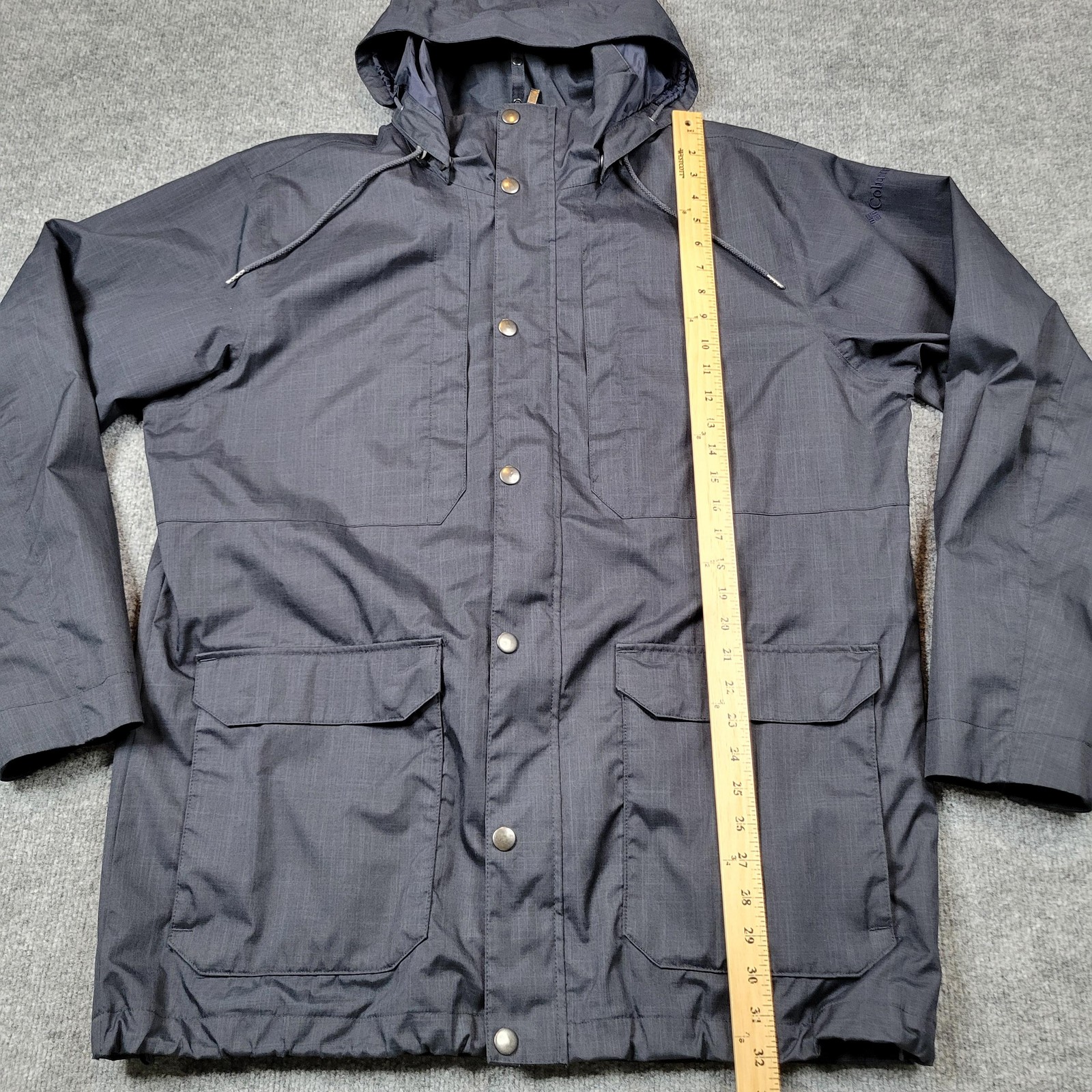 Columbia Jacket Mens Large Blue OmniTech Waterproof Hooded Coat Parka Shell Top