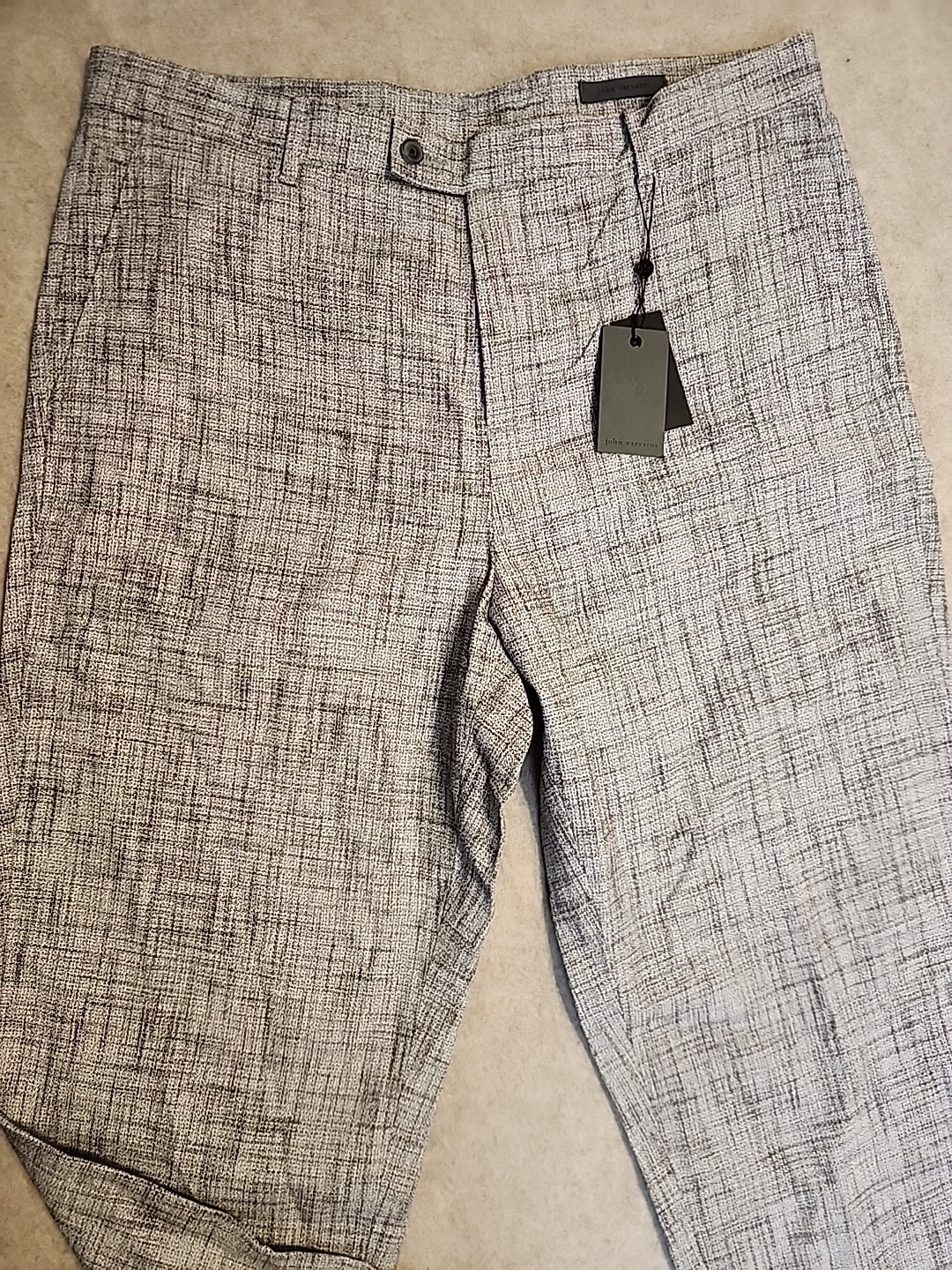 NWT $598 John Varvatos Mercer Pants In hazelnut linen viscose blend sz 54 US 36