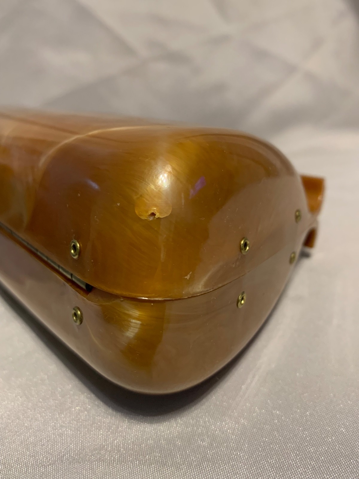 ART DECO Butterscotch TORTOISESHELL AMBER TONE BAKELITE LUCITE Clutch Purse