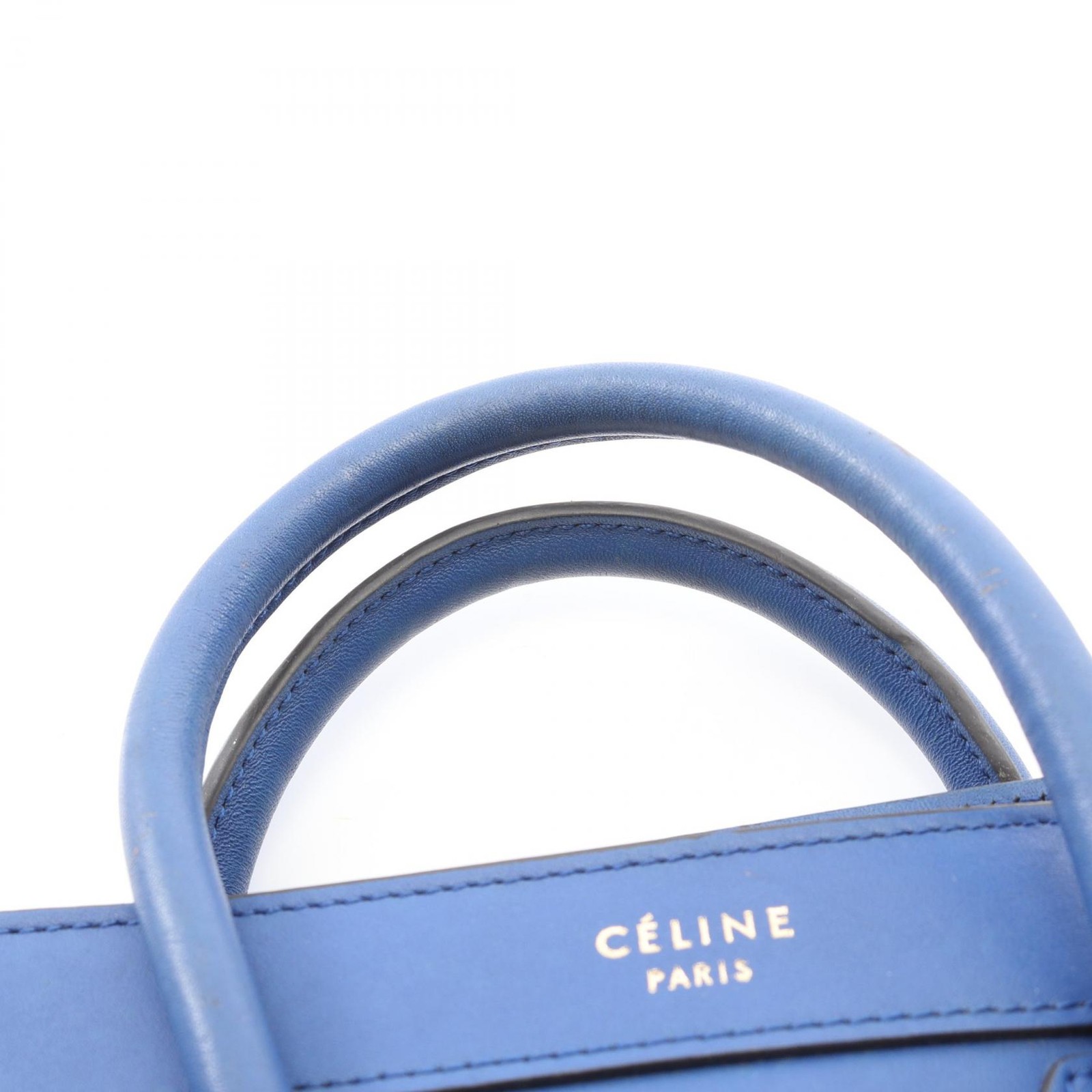 CELINE Luggage Nano Shopper Shoulder Crossbody Handbag 168243 leather Blue Used