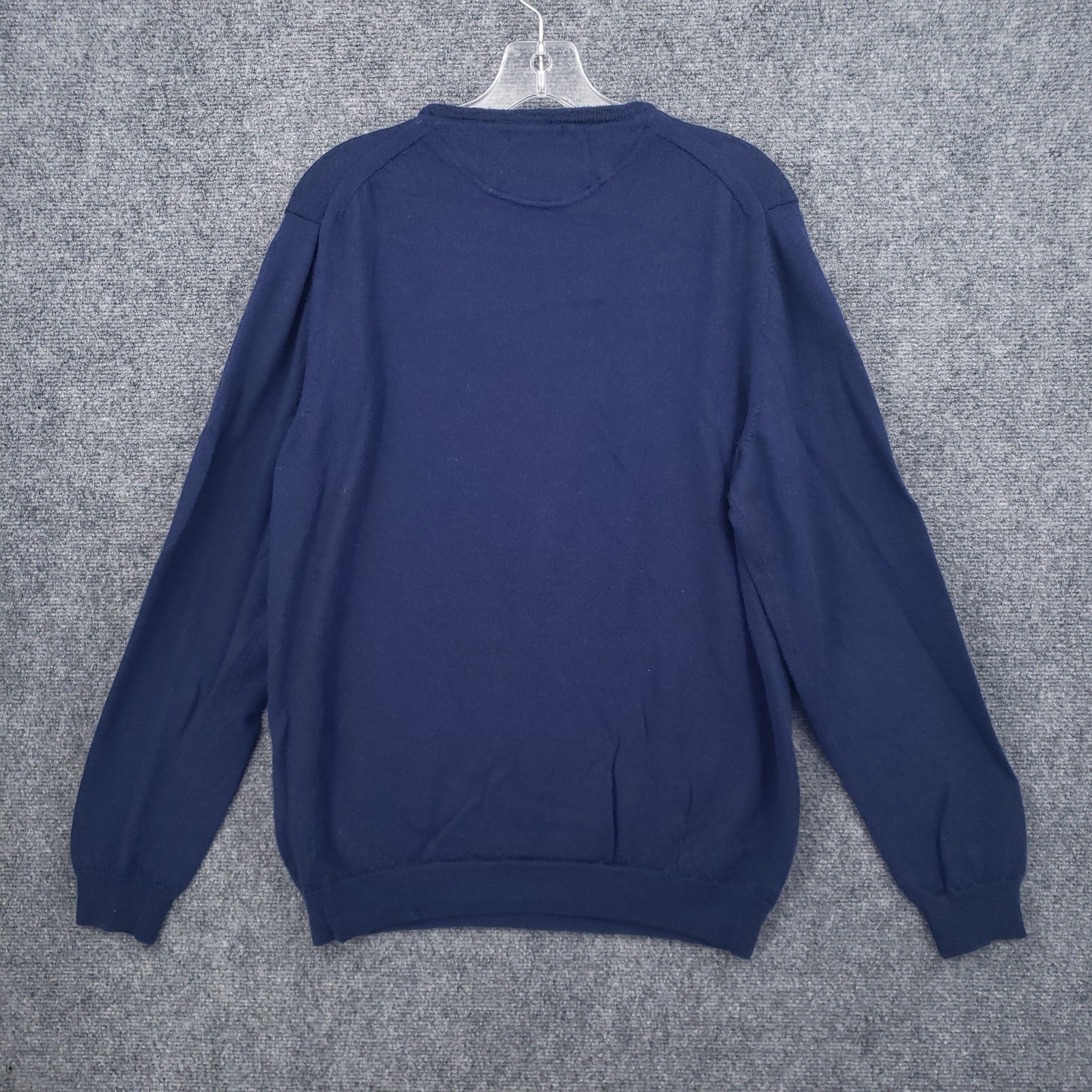 Tasso Elba Sweater Mens L Large Blue Extra Fine Merino Wool Pullover Jumper