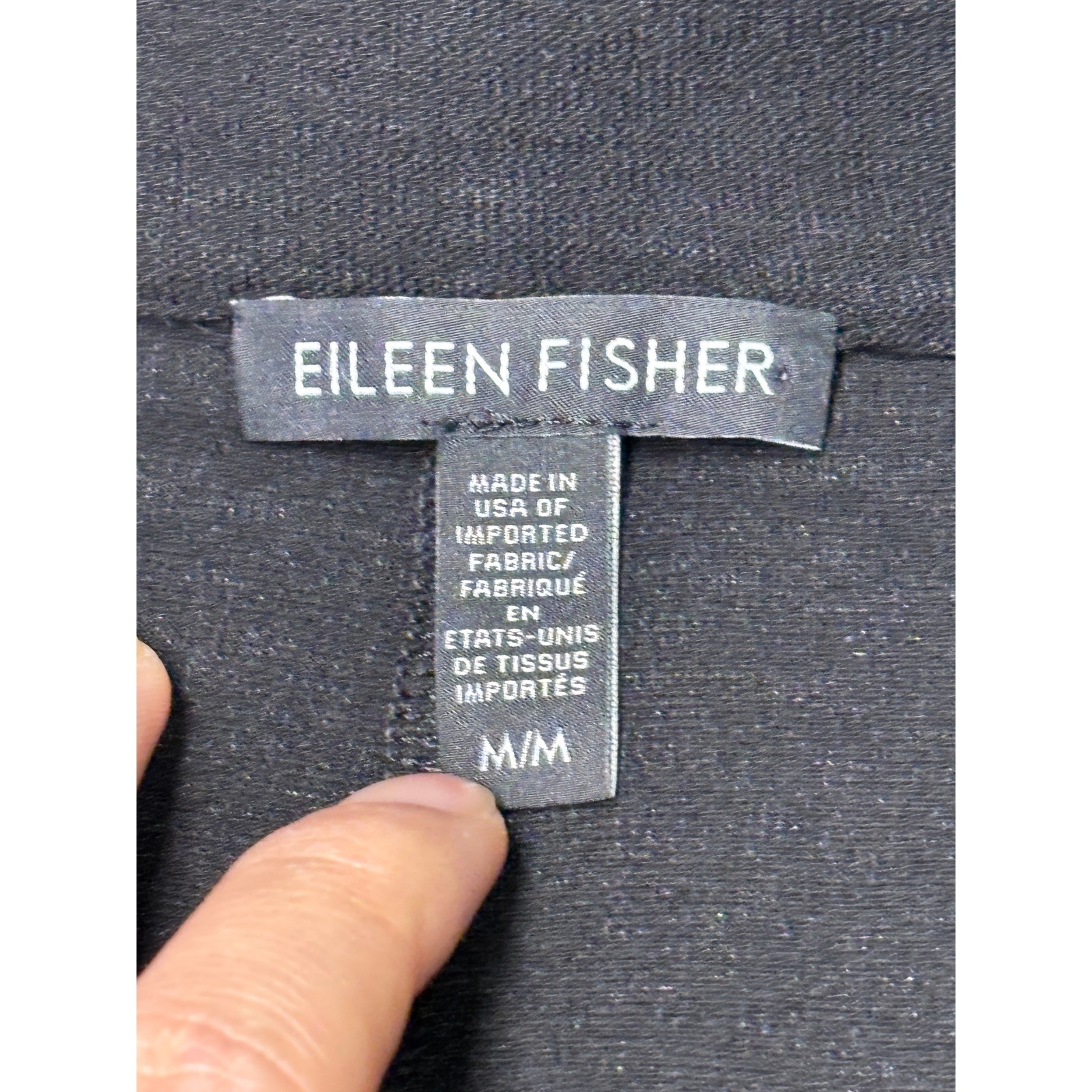 Eileen Fisher Black Knit Blazer Viscose Blend Two Button Jacket Womens M USA