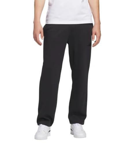 Adidas Fleece Pant with Pockets High Rise Waist elastic tie Open Leg Black/Gray