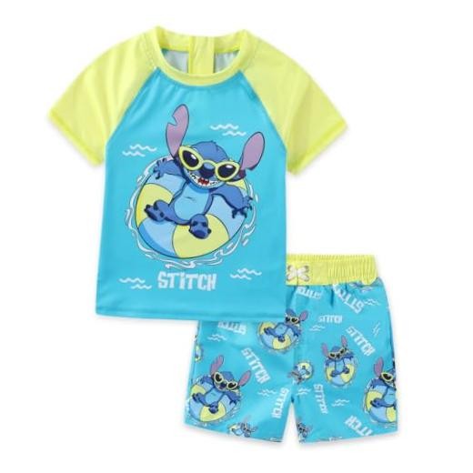 Lilo & Stitch Toy Story Cars Boys UPF 50+ Rash Guard and Swim Trunks Shorts
