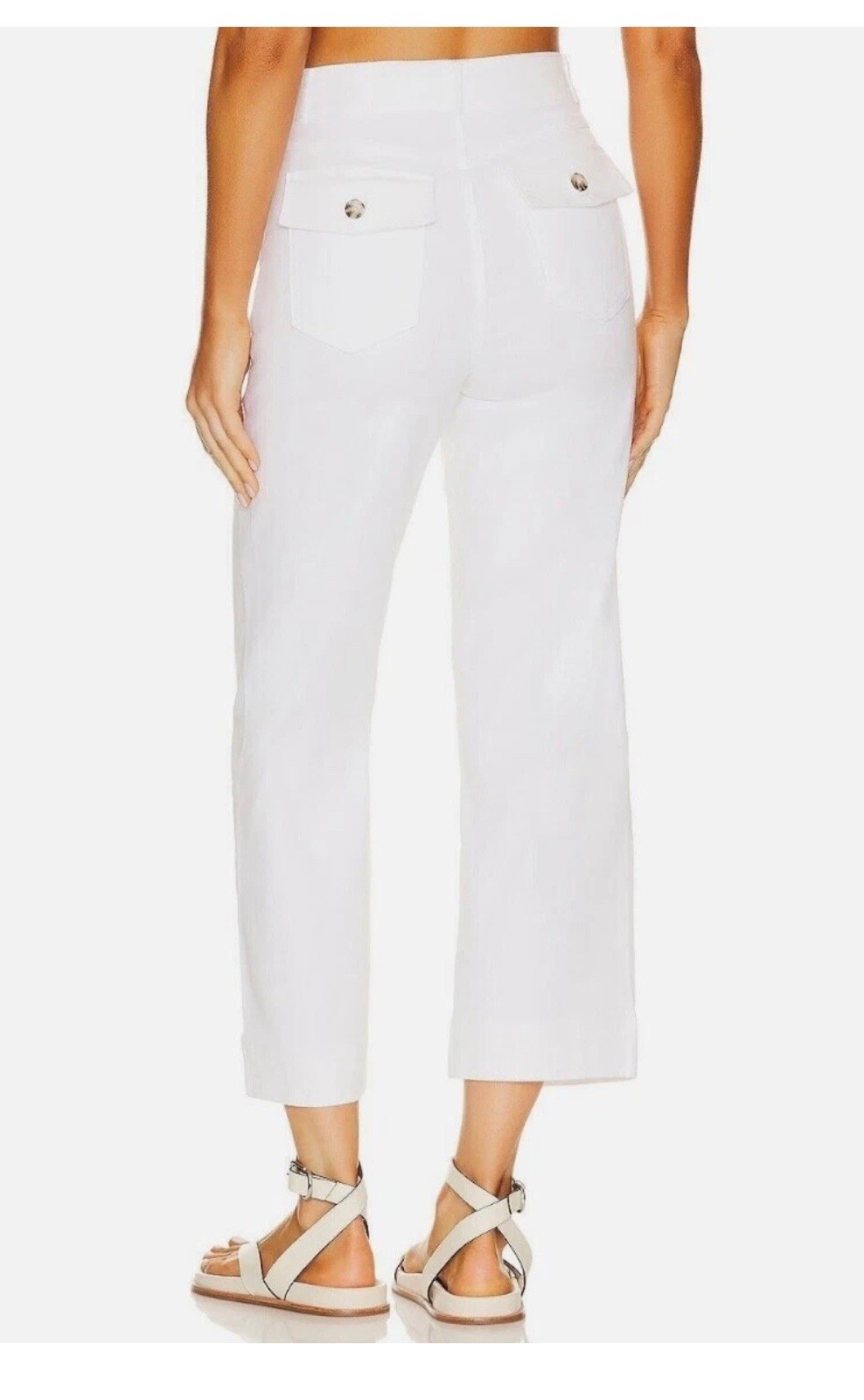 Spanx Stretch Twill Cropped Wide Leg Pants Medium Tall White NWT* 02