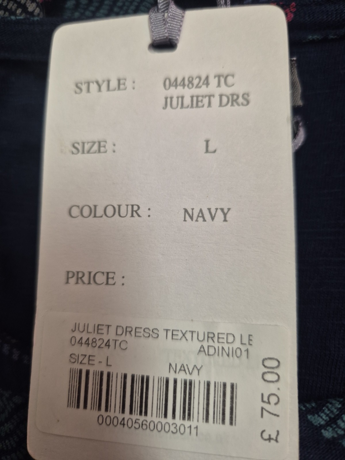 Adini Brand New Tags Navy Blue Leaf Print Juliet Dress UK Size Large L BNWT A02