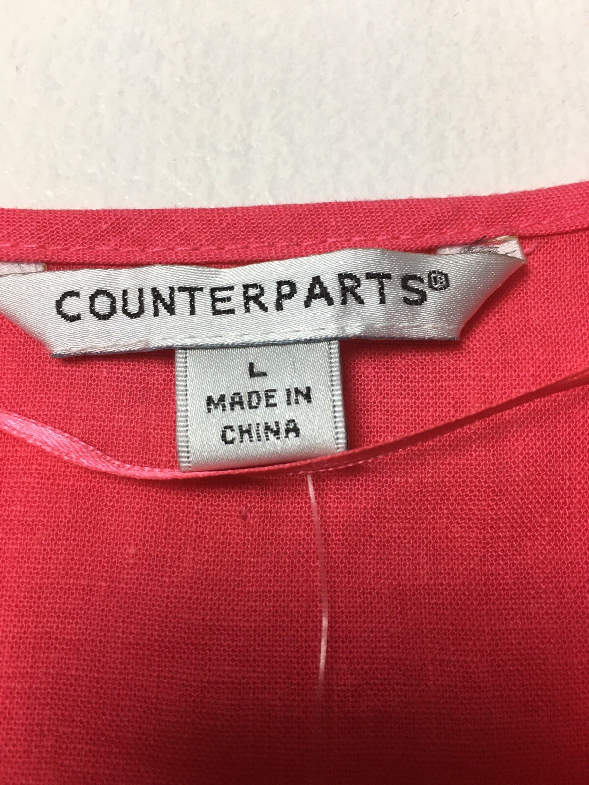 Counterparts Blouse Size L Pink Coral Crochet Linen Blend Sleeveless Slits Boho