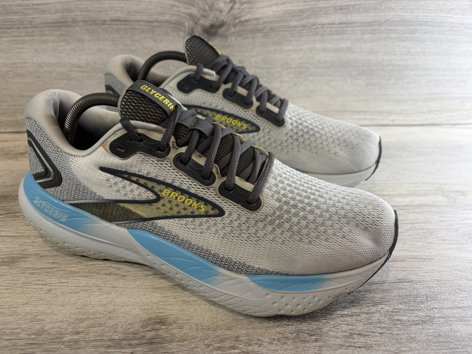 Brooks Glycerin 21 Shoes Mens Sz 10.5 Coconut Forged Iron Yellow Running Sneaker