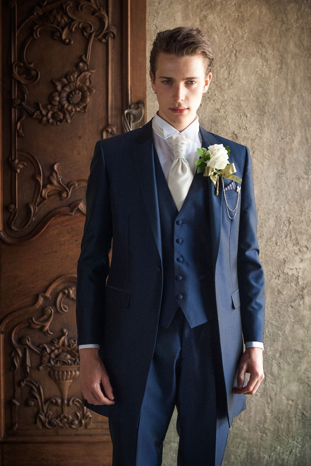 Wedding Grooms Suits Navy Blue 3PCS Formal Dinner Party Coat Evening Prom Jacket