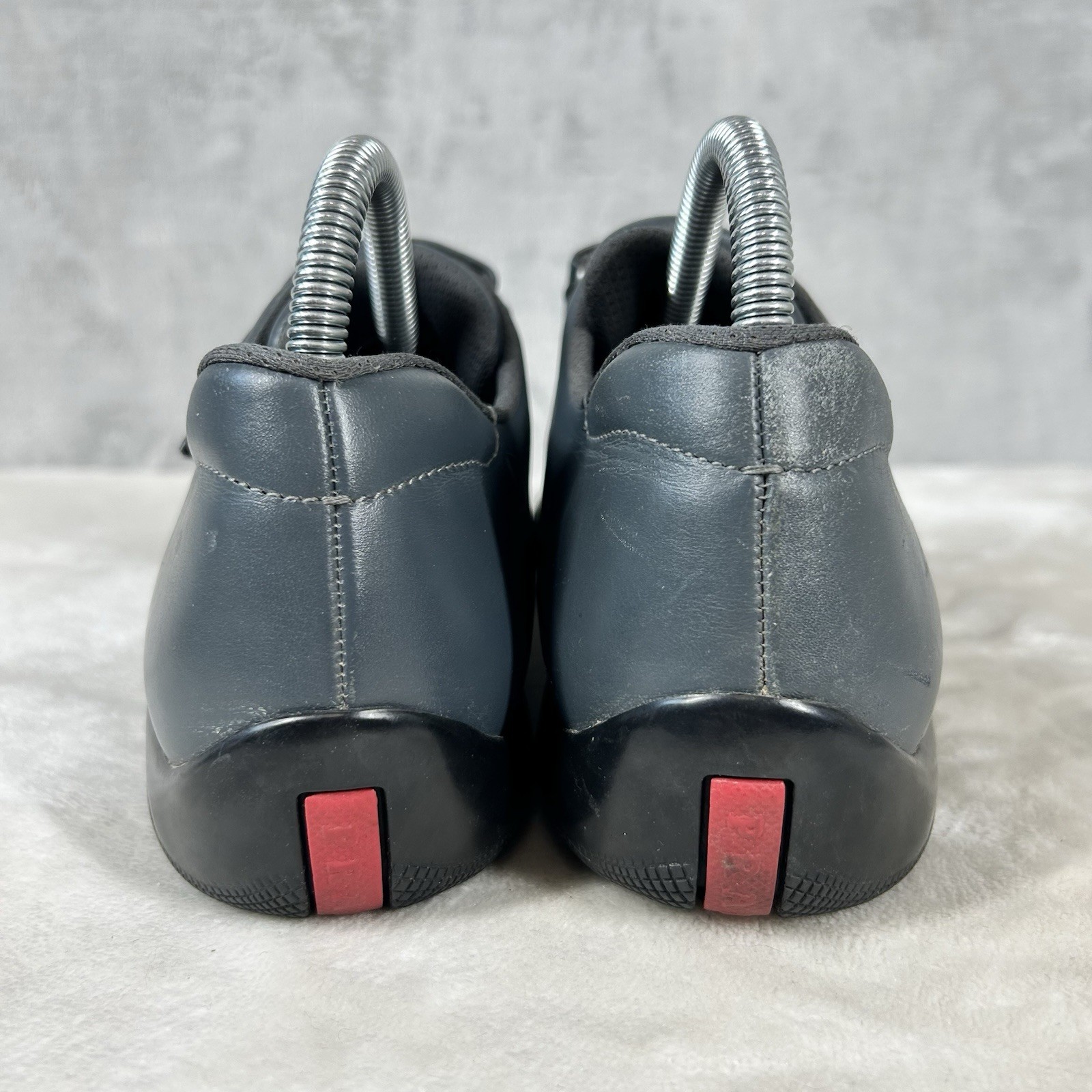 Prada Sport VTG Two Strap Sneaker Grey Leather EU 38.5 US 8.5 Low Shoes Designer