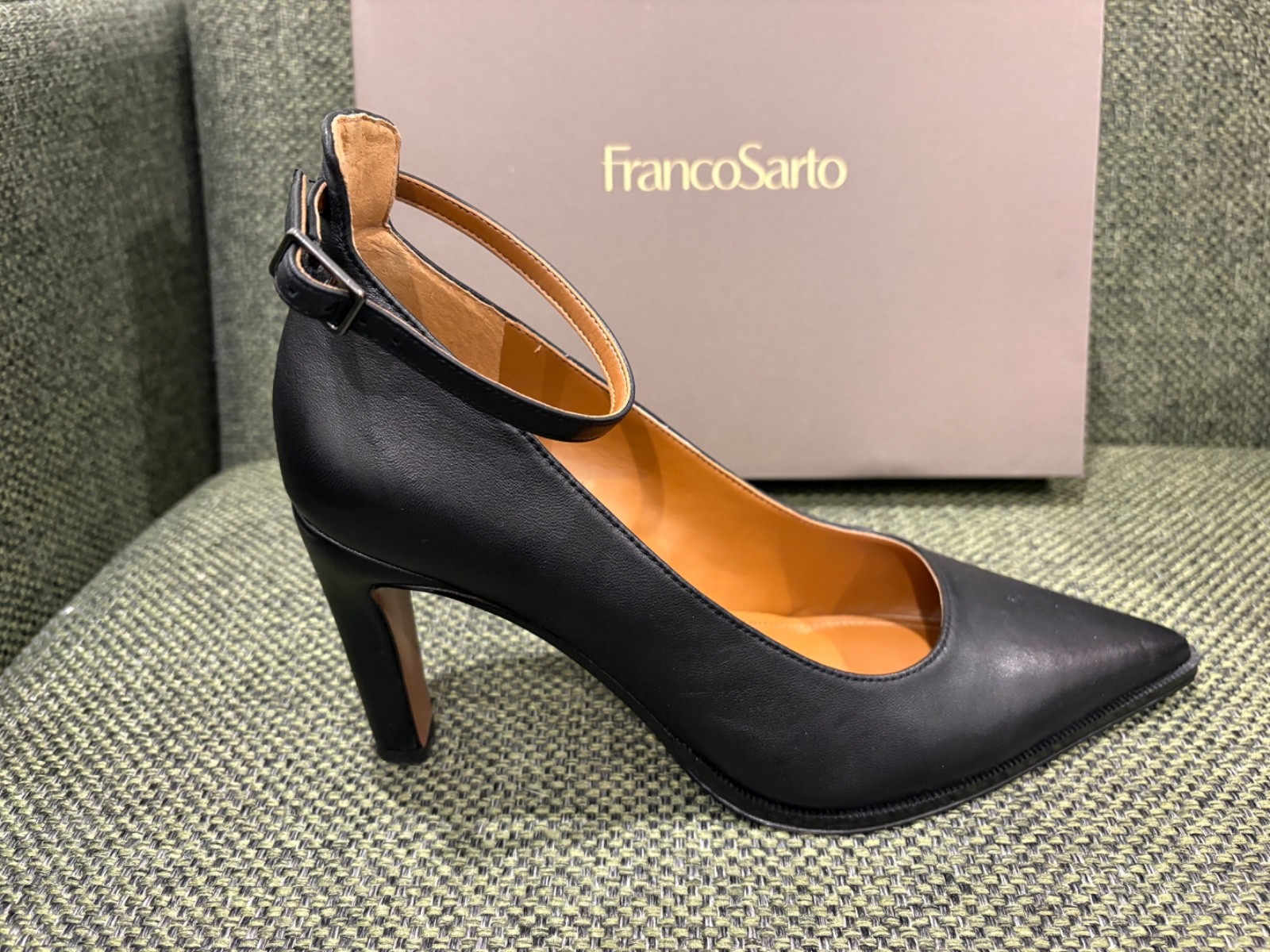 FRANCO SARTO WOMENS 9.5 M ADEJA BLACK 3.5″ HEEL