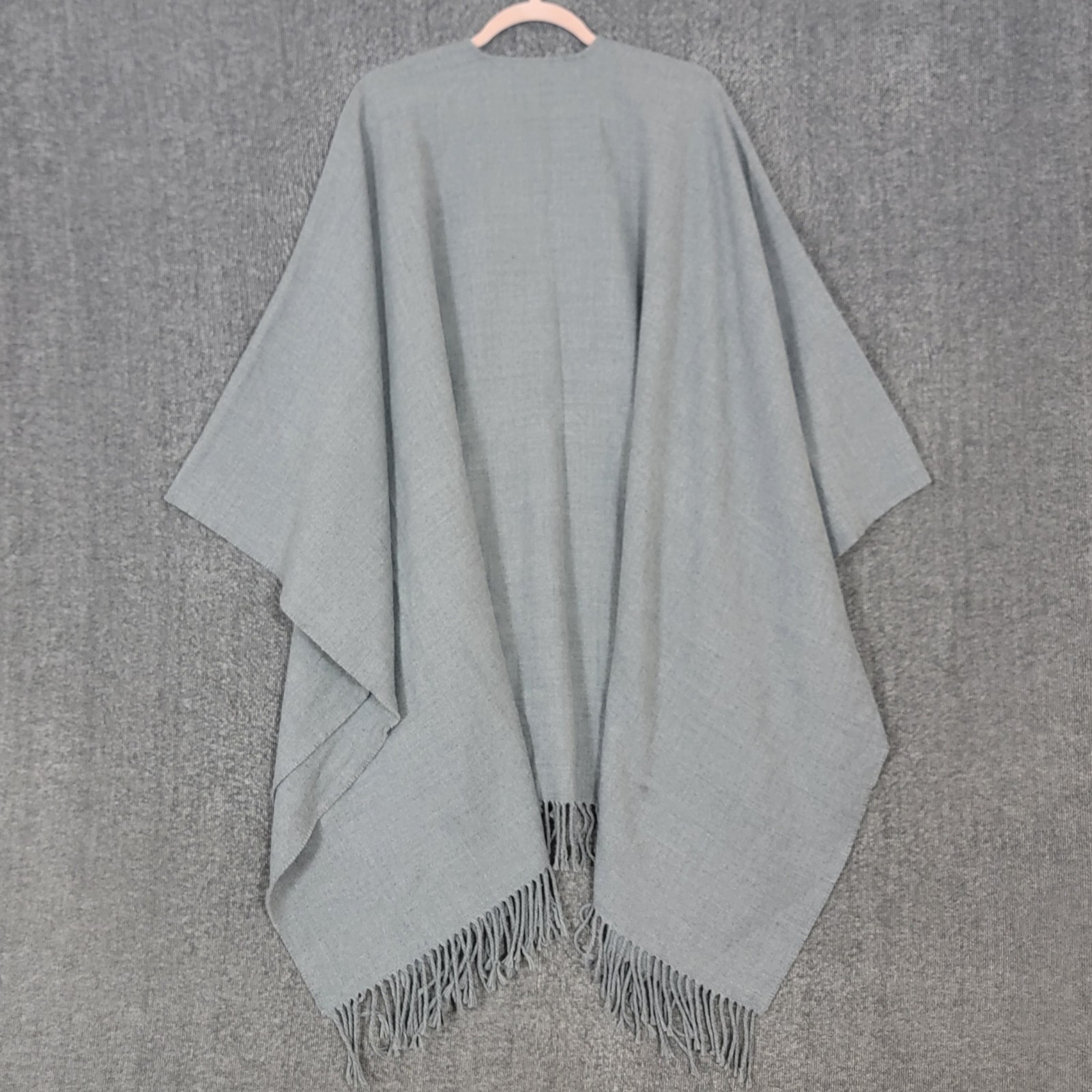 V Fraas Poncho Womens One Size Gray Open Front Ruana Wrap Cape Fringed Shawl
