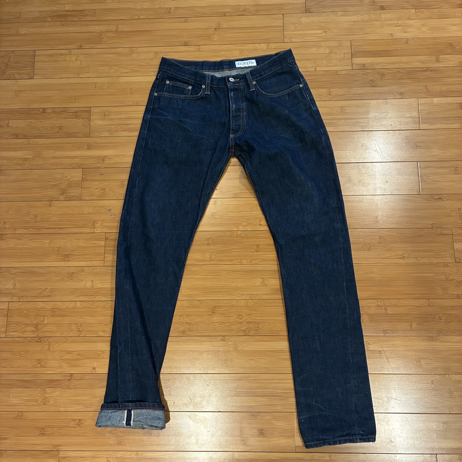 Gustin Men’s Dark Blue Slim Jeans Size 30×33 Made in USA Selvedge Denim