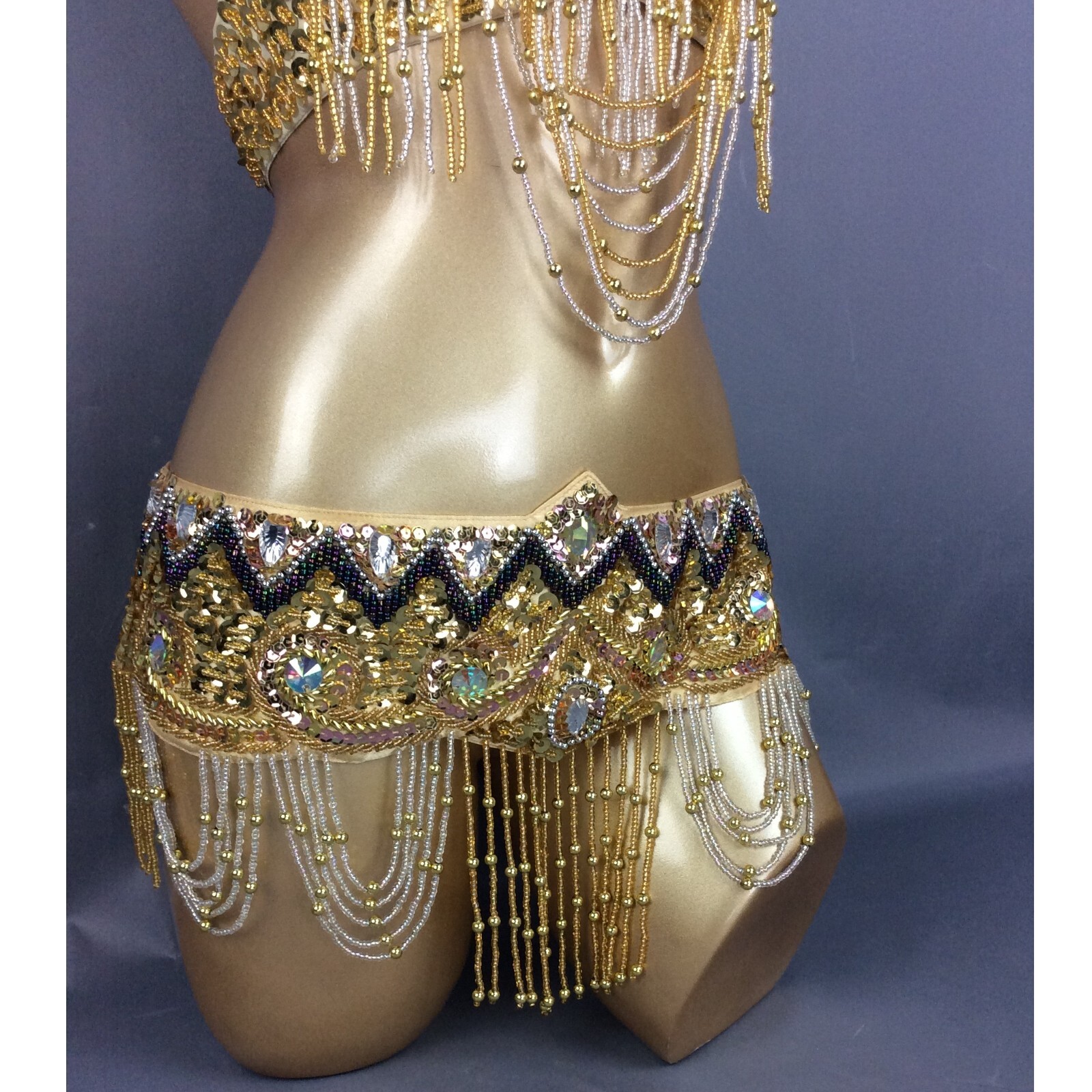 Beaded Samba RAVE EDC Party Carnival Belly Dance Costume Bra Belt 13 Colors