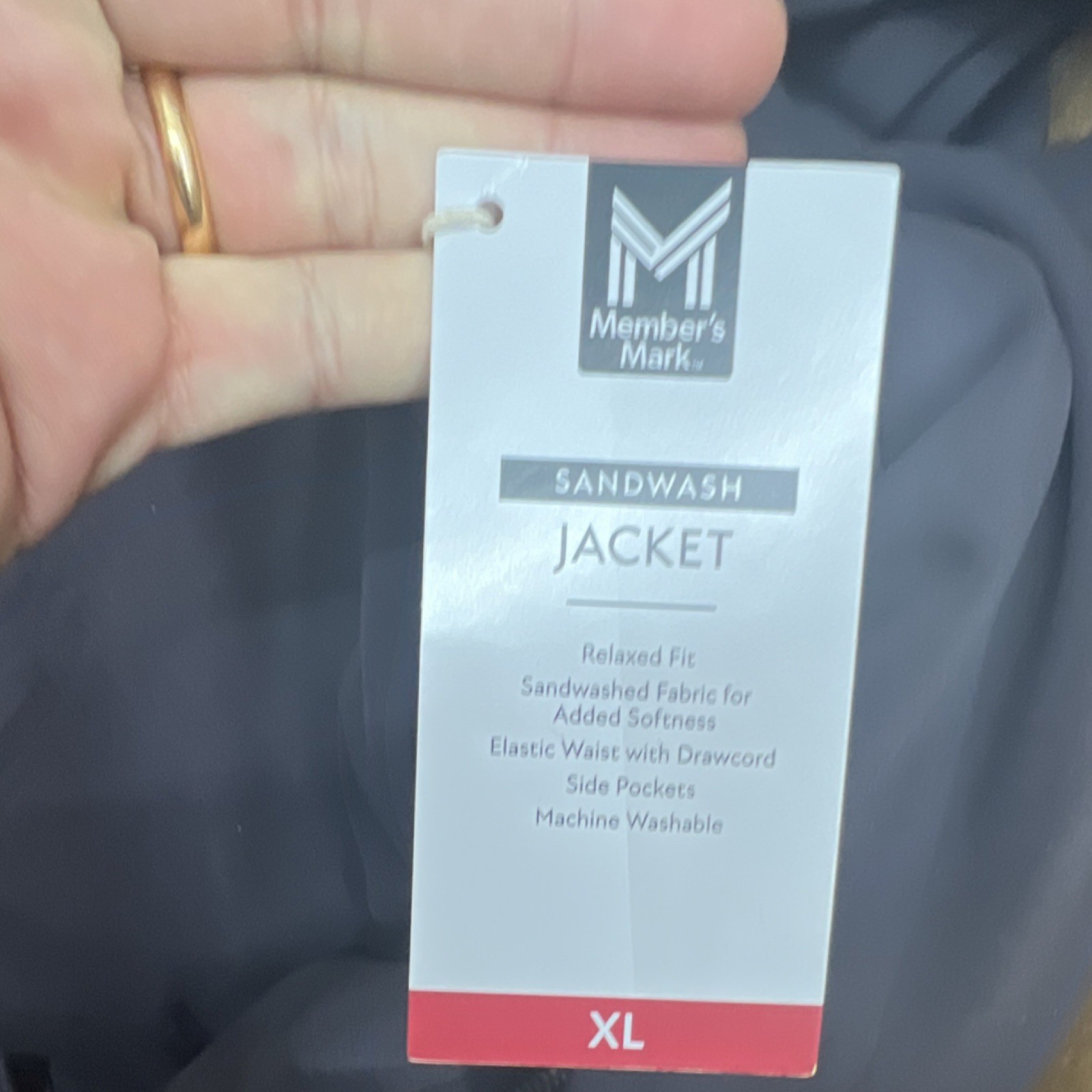 Member’s Mark Sandwash Jacket Black XL Relaxed Fit Drawcord Waist Pockets Mock …