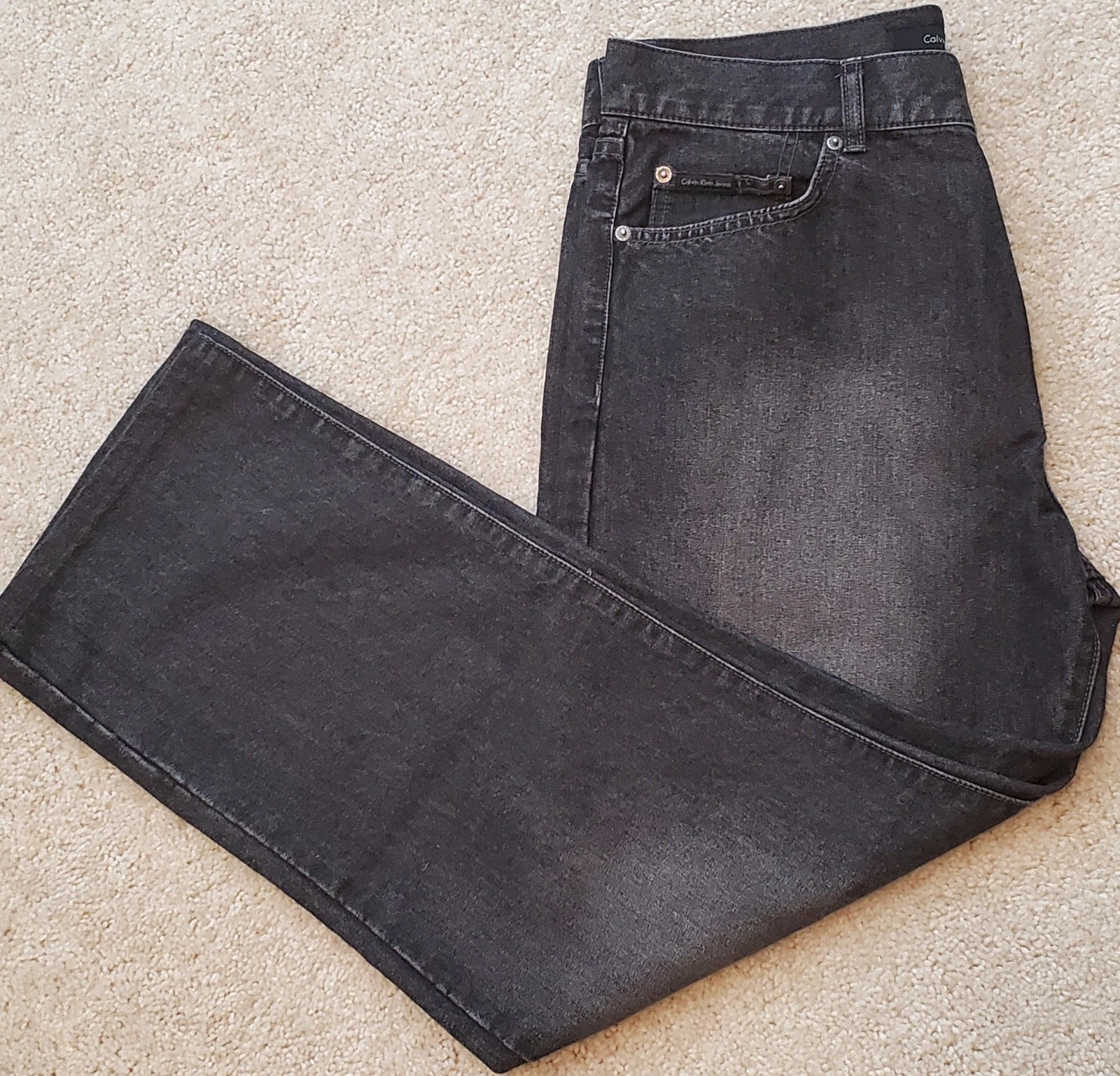 CALVIN KLEIN MENS DENIM DARK WASH JEANS-CLASSIC STRAIGHT FIT-33 x 32