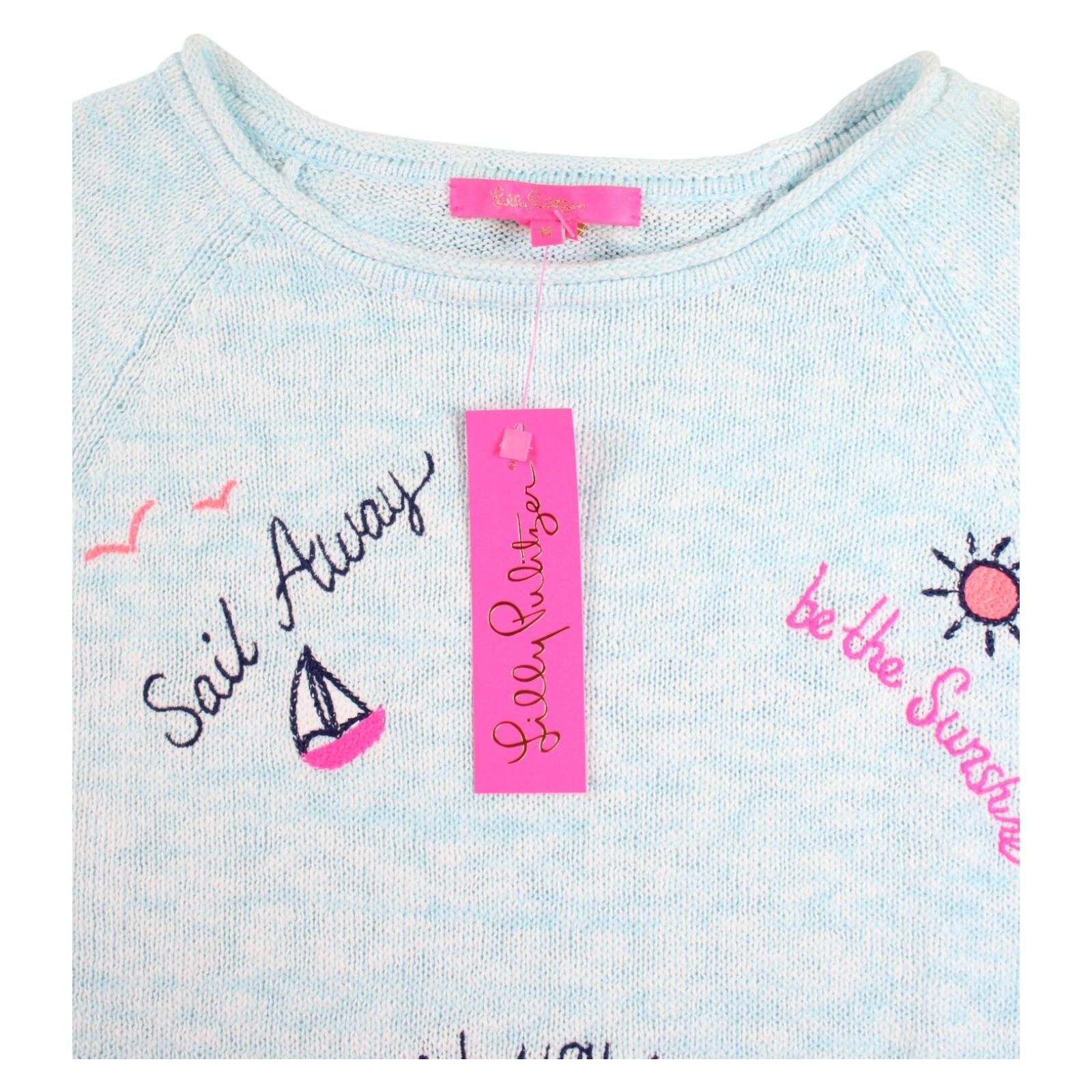 Lilly Pulitzer Sweater Womens M Pullover Top Blue Beach Vibes Sail Away $138 NEW