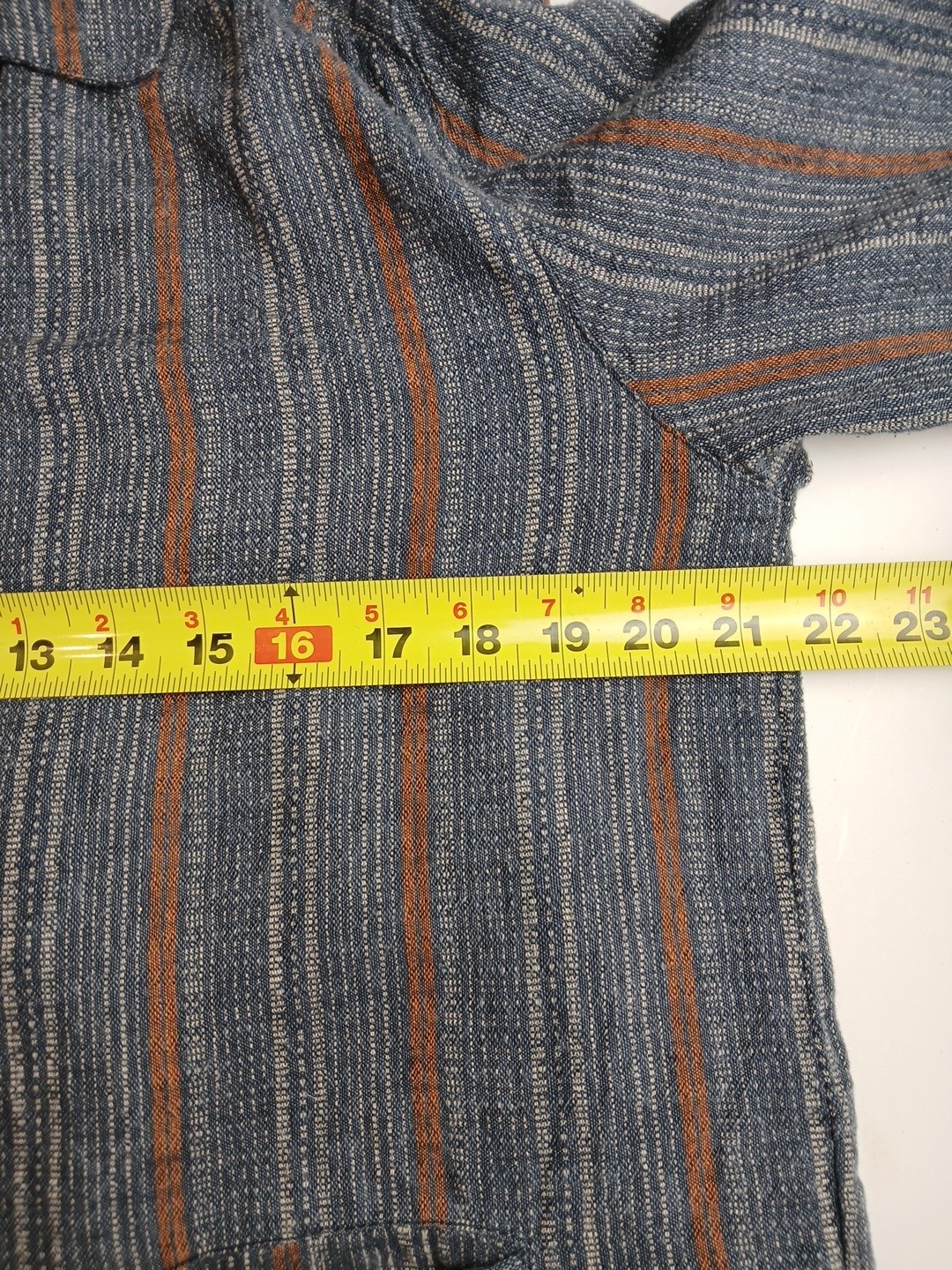 POETRY Shirt Size 8 Womens Hemp Organic Cotton Blend Blue Striped Button Down