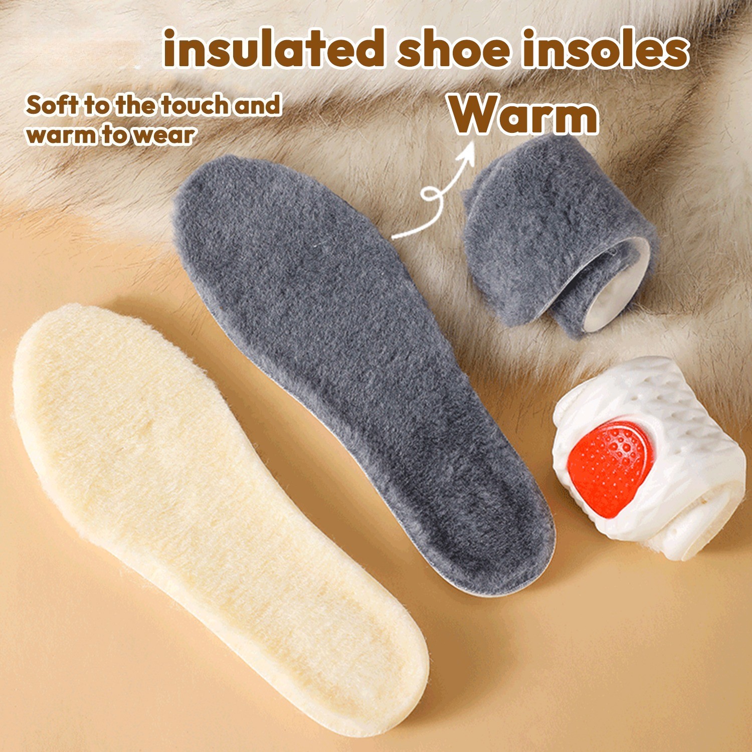 Premium Warm Thick Wool Fur Fleece Insoles Cozy & Fluffy Breathable Shoe Inserts