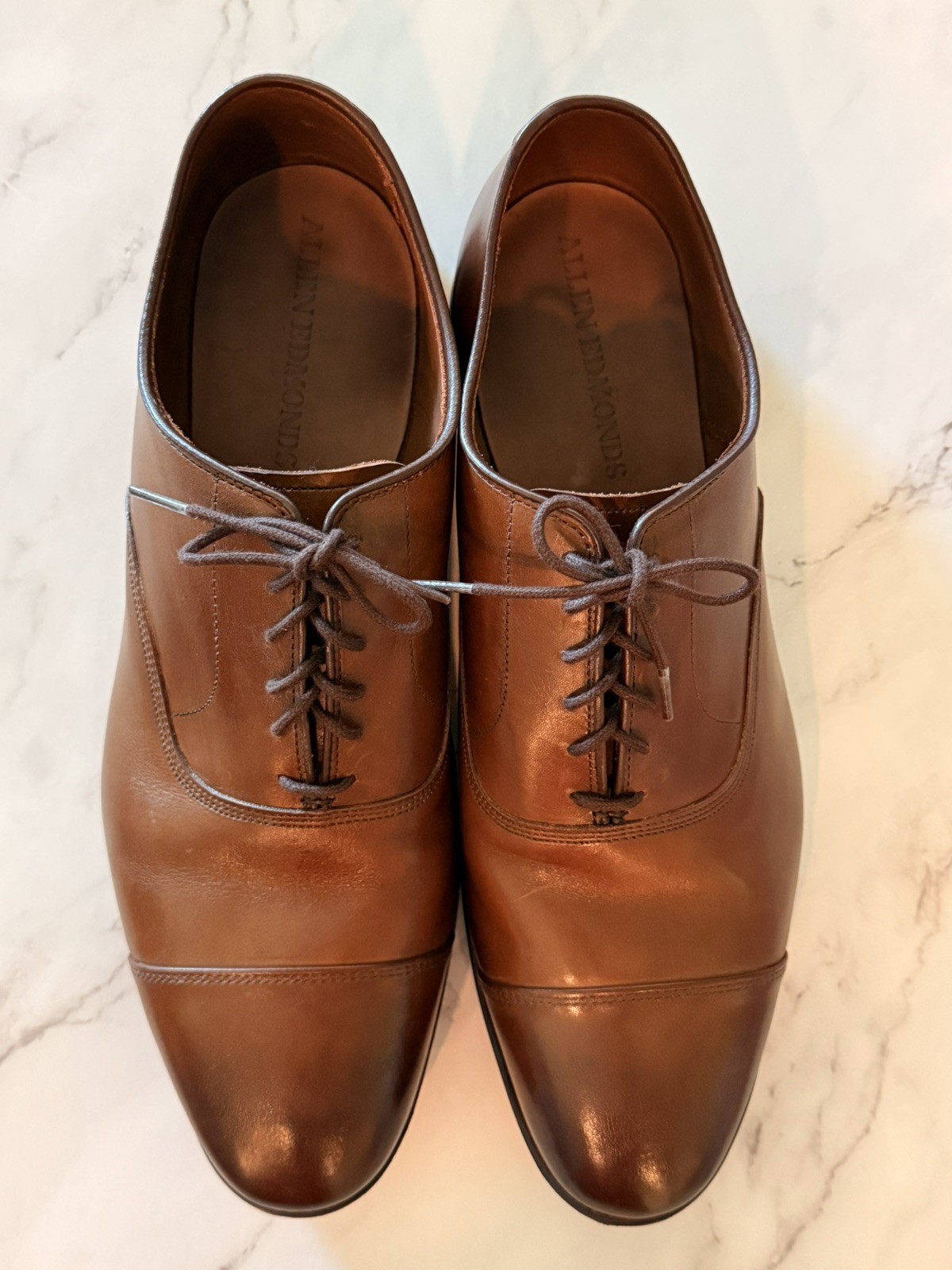 ALLEN EDMONDS Park Avenue Cap-Toe Oxfords 14 EEE Brown Leather Dress Shoes 2179