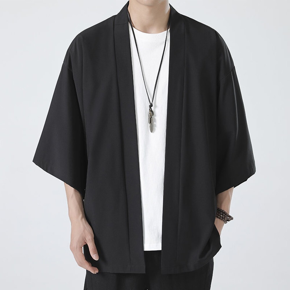 Comfy Fashion Shirt Jacket Yukata 3/4 Sleeve Cardigan Coat Japanese Kimono