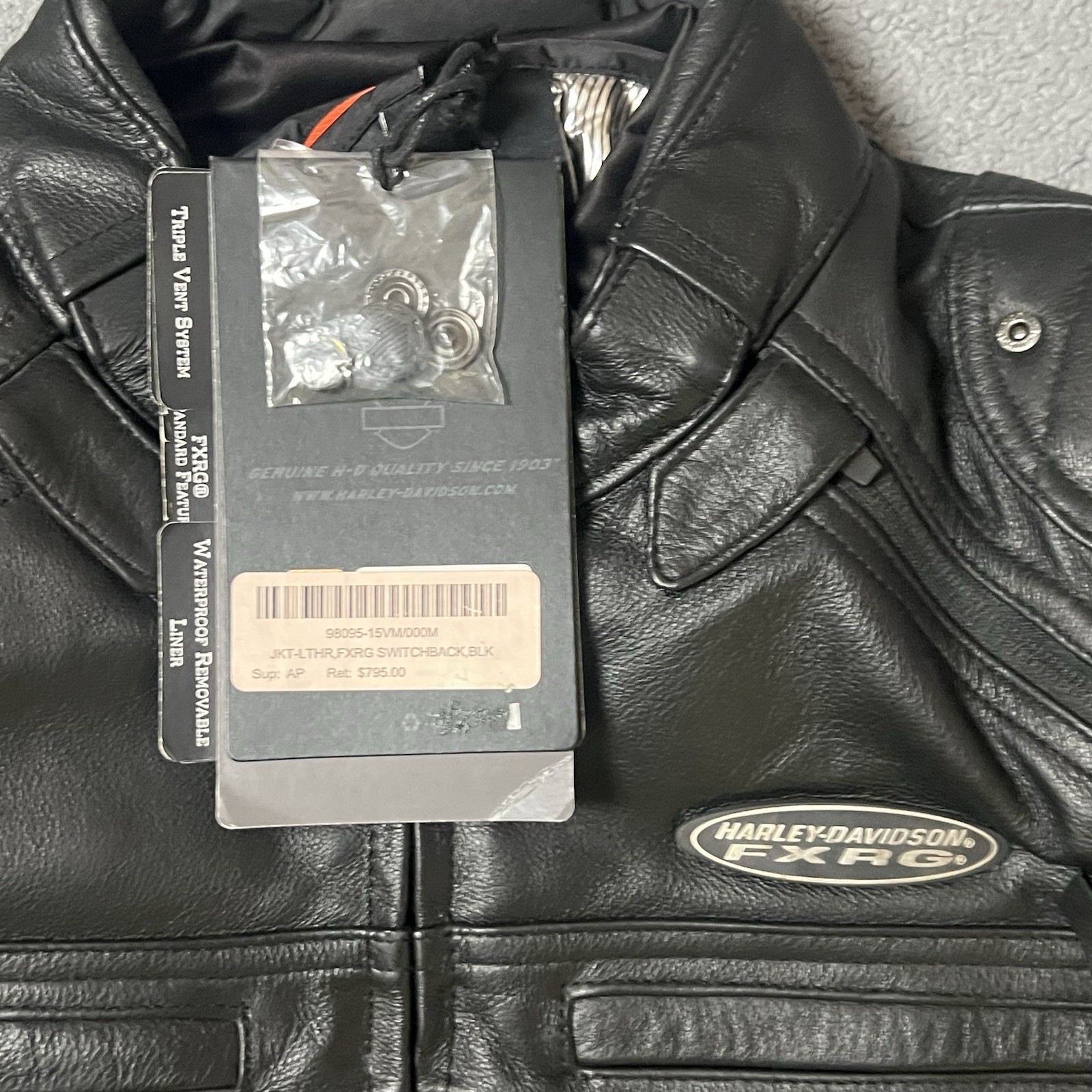 Harley Davidson jacket Med black leather FXRG waterproof switchback 98095-15VM