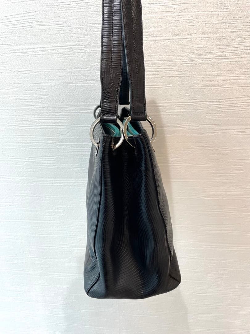 Bally Black Double Zip Shoulder Tote Bag Women 11.8in x 8.7in x 5.1in