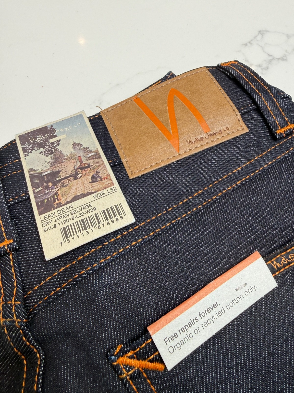 Nudie Jeans Mens Lean Dean Dry Japan Selvage Blue Jeans – W29 x L32 RRP £225