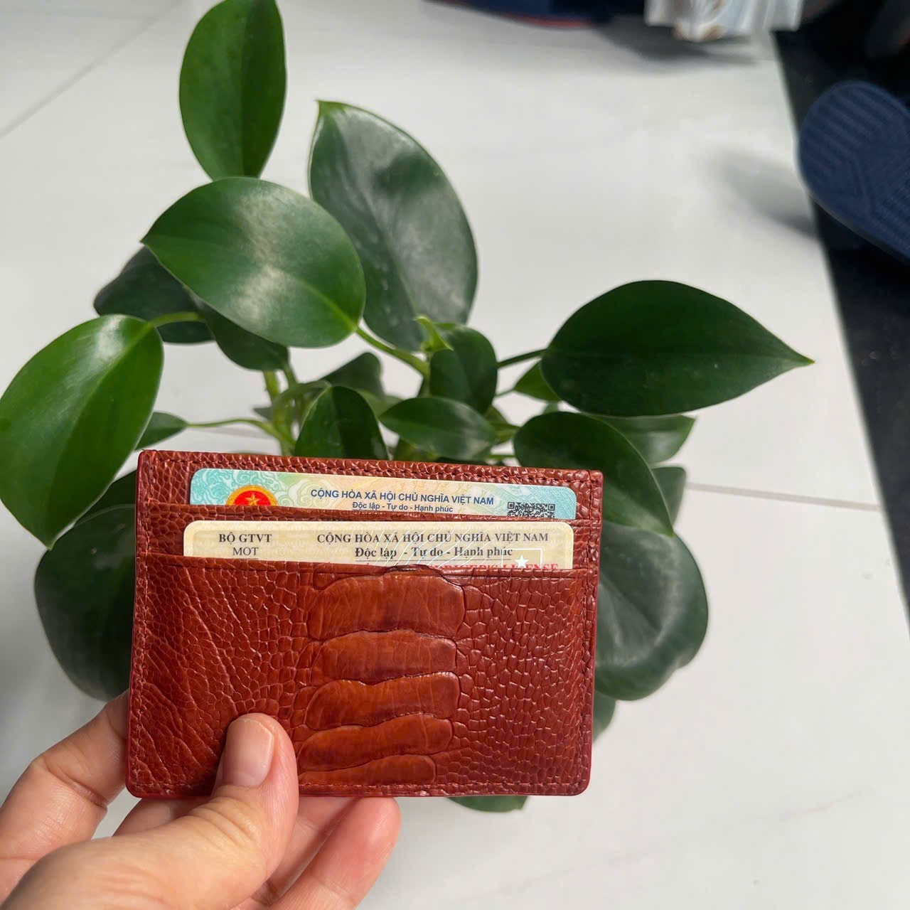 BrownGENUINE OSTRICH LEATHER SKIN CREDIT CARD HOLDER/ WALLET CARD HOLDER FOR MEN