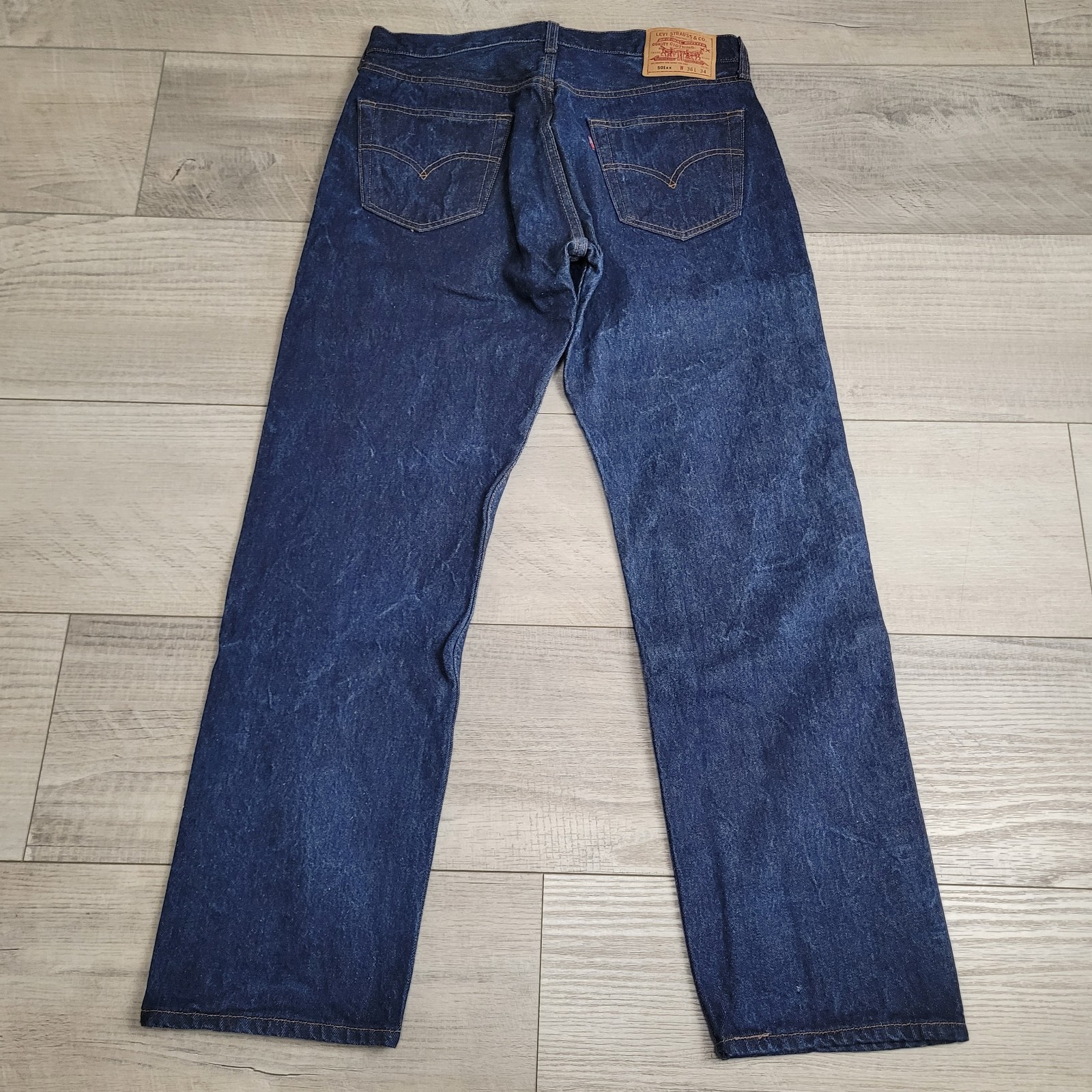 👖Vintage Levi’s 501XX Rigid Raw Jeans Mens 36×34 (34×32) Dark Indigo Denim Y2K