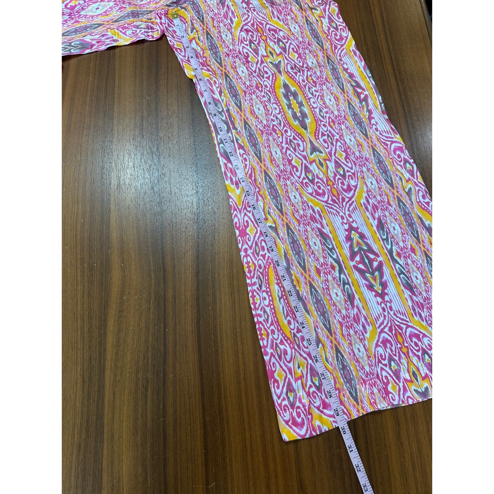 Hale Bob Wide Leg Silk Blend Palazzo Pants Small Paisley Ikat Resort Boho Beach
