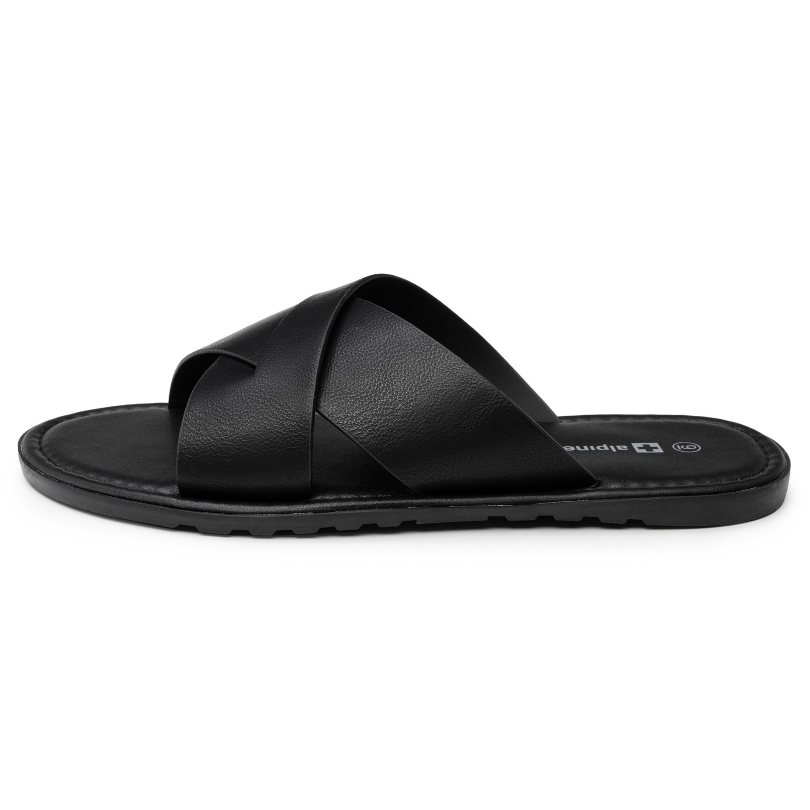 Alpine Swiss Hugo Mens Vegan Leather Slide Sandals Dressy Comfy Indoor Outdoor
