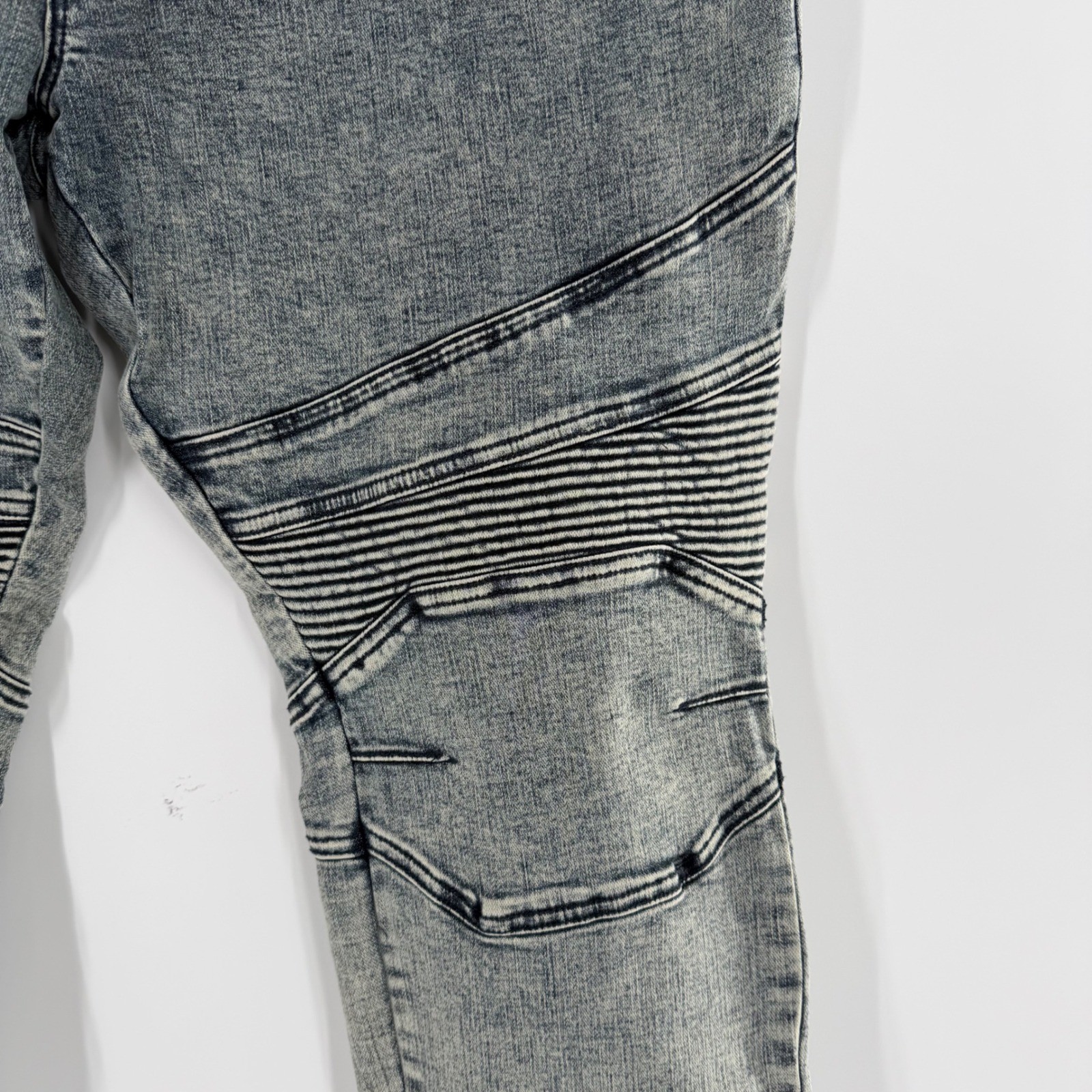 Arizona Jean Co Mens 38 Skinny Jogger 360 Ultra Flex Moto Acid Wash Grey Jeans