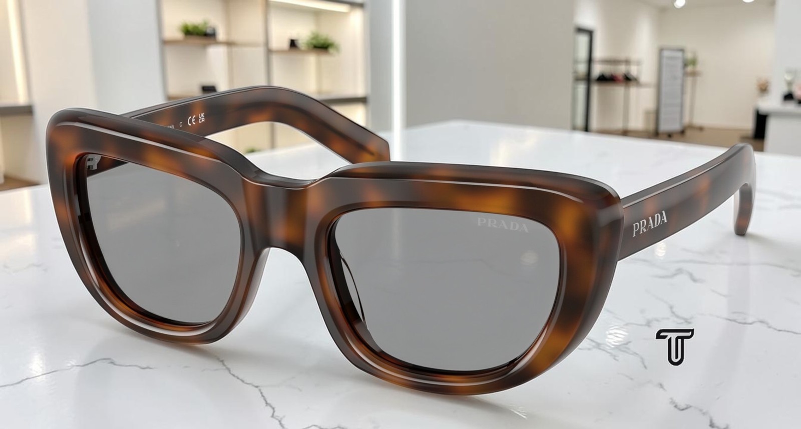 PRADA PR D07S 20D50Q Juniper Tortoise Grey 53 mm Women’s Sunglasses