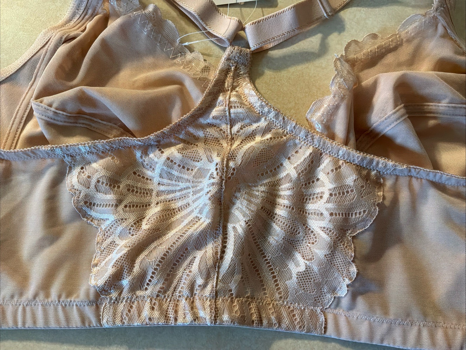 MELENECA Women s Racerback Front Closure Full Coverage UW Bra Pale Nude NWT 48B