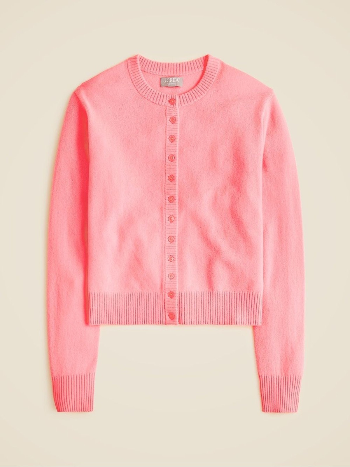 J. Crew Perfect Cashmere Cardigan in Neon Vivid Coral Size XL NWT