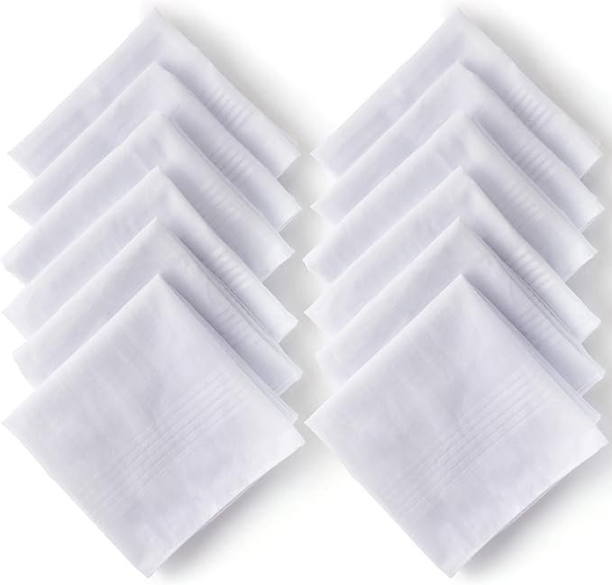 Cotton Handkerchiefs for Men 6 Pack Soft White Pure Cotton Hank