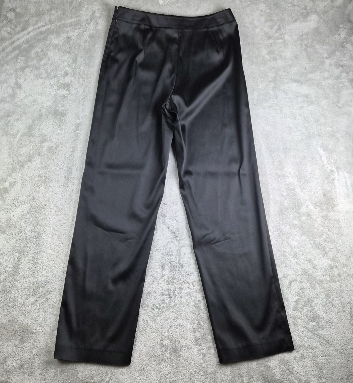 Vintage Rafaella Pants Womens 8 Black Satin Straight Wide Leg Trouser Dressy