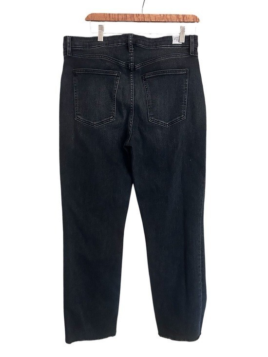 Frank & Eileen Derry Slim Straight Jeans Washed Black Raw Hem Sz 32