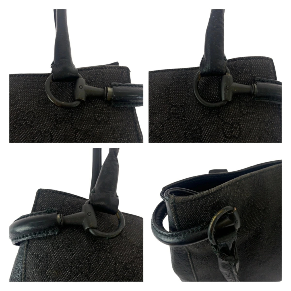 GUCCI GG Canvas Tote Bag Black Shoulder Bag 11.6in x 10.4in x 3in