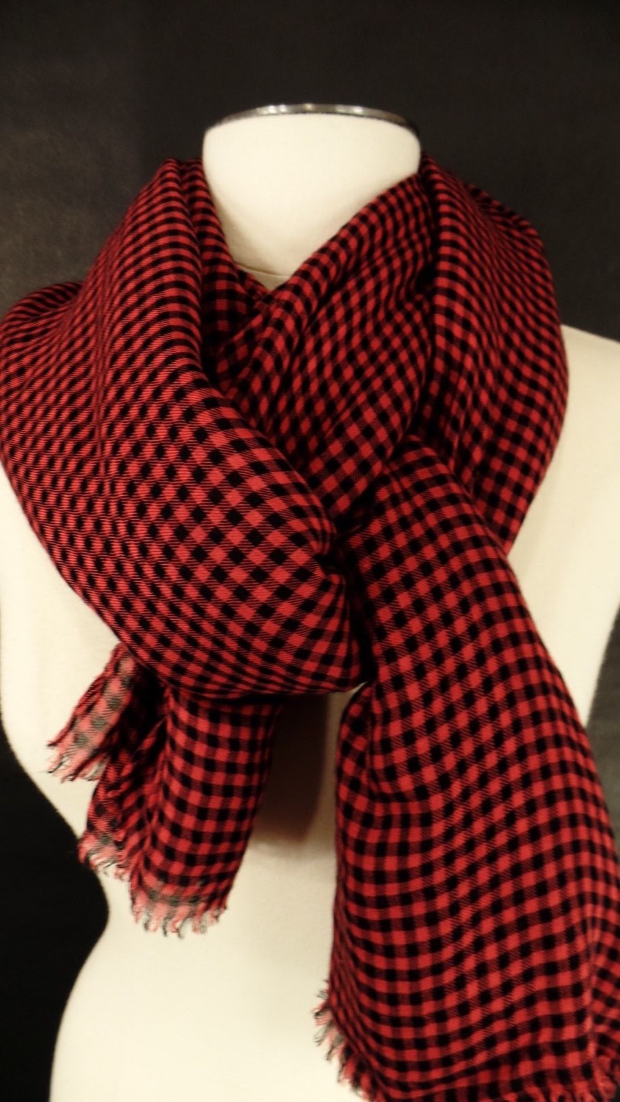 Faliero Sarti Scarf Black Red Check 78 inches by 60 inches