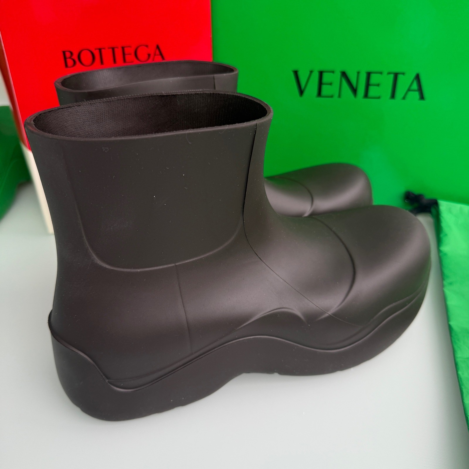 Bottega Veneta 640043 Men’s Dark Brown Puddle Ankle Boots, 43